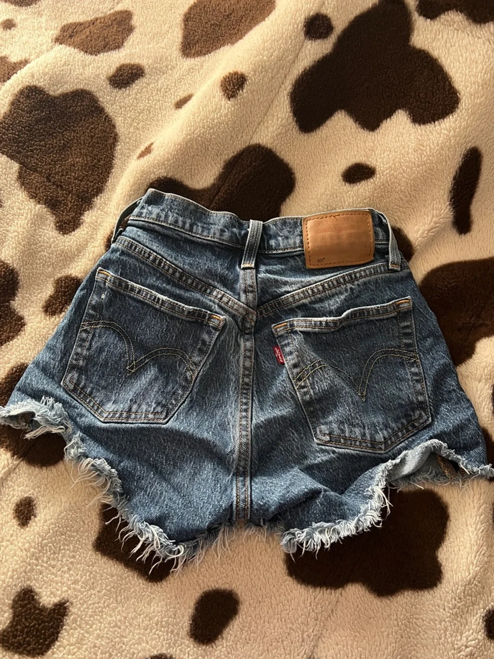 Levi's Distressed Blue Denim Cutoff Shorts - Picture 3 of 4